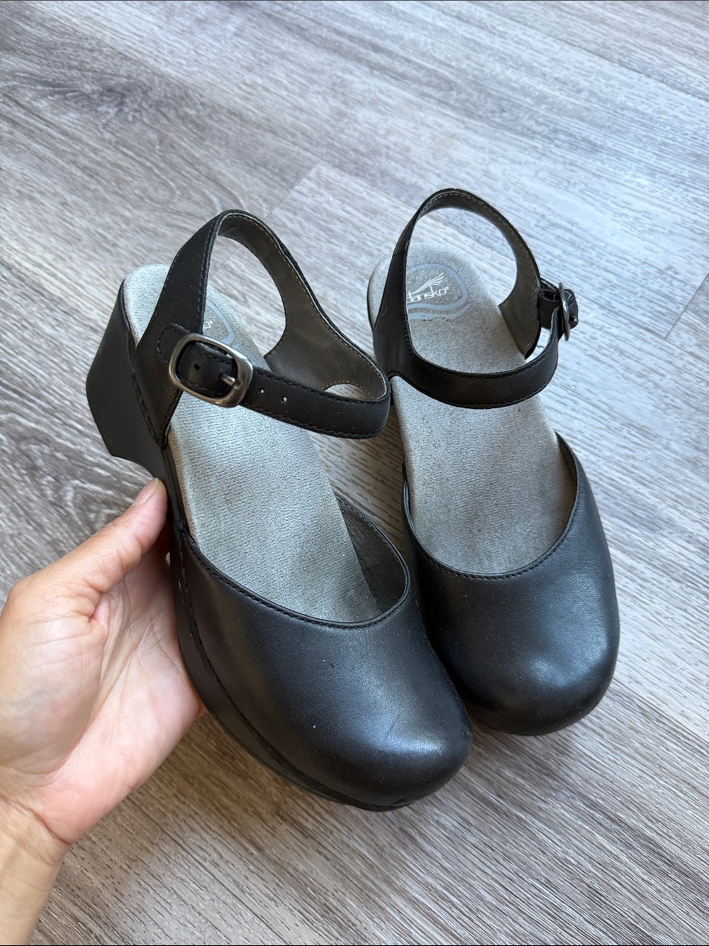 Dansko Women's Black Leather Mary Jane Clog Mule Comfort Shoes 37/US6.5